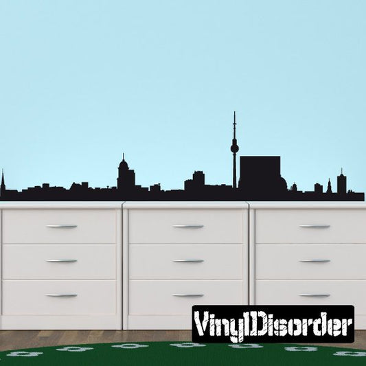 Berlin skyline vinyl wall decal with dark city silhouette and tower landmark