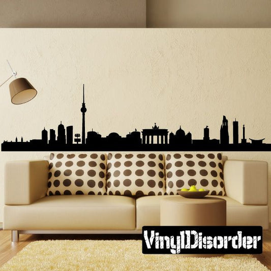 Berlin skyline vinyl decal with black city silhouette and detailed landmarks