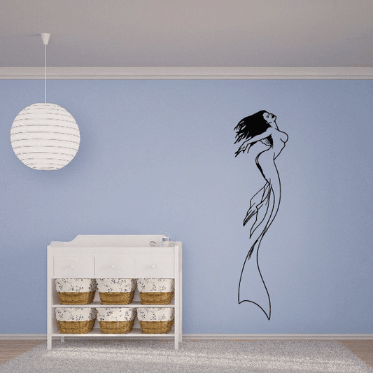 Mermaid swimming tail decal with black outline