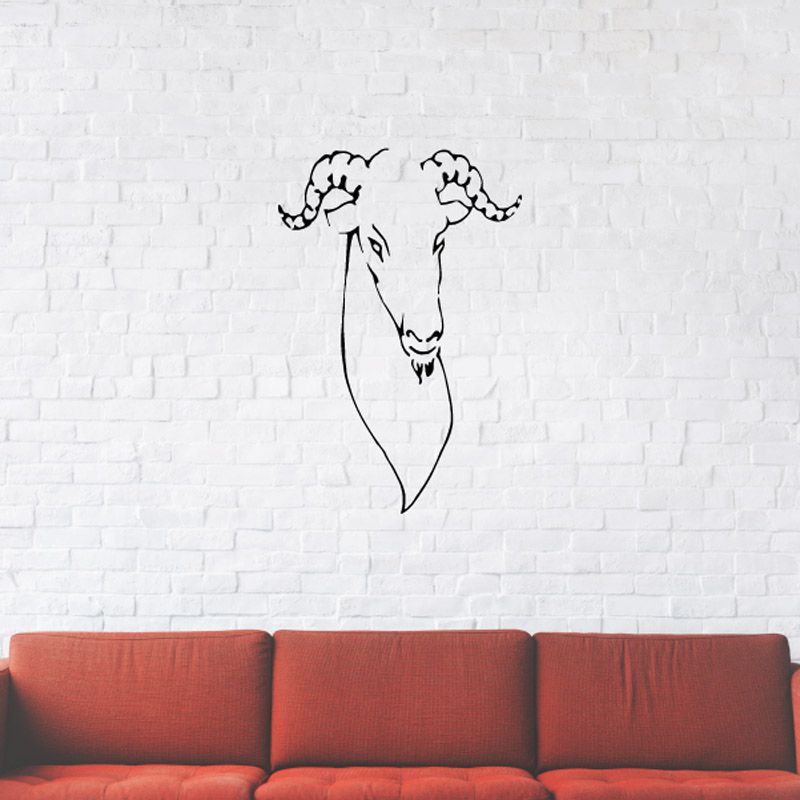 Goat head decal, black line art ram design