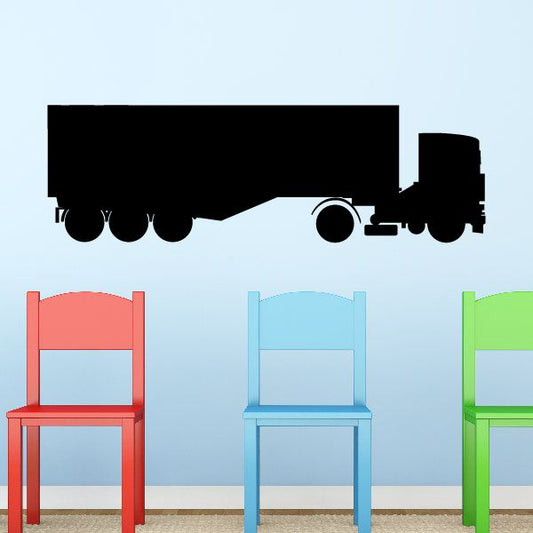 Black semi-truck and trailer decal silhouette.