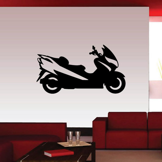 Big scooter decal, black silhouette of a scooter on a light background