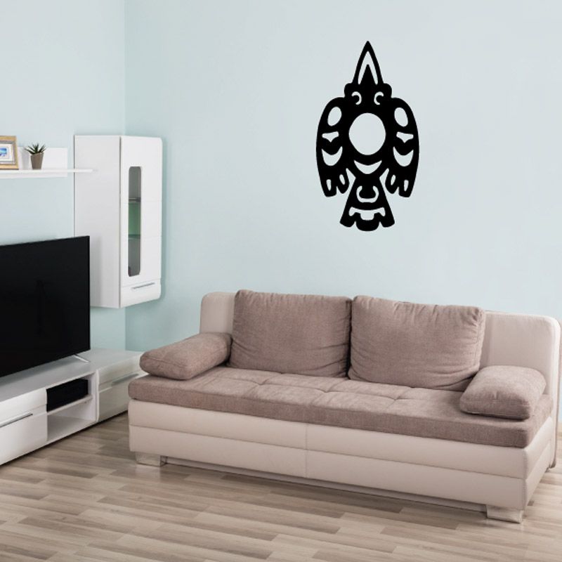 Black bird wall decal with stylized head and wings