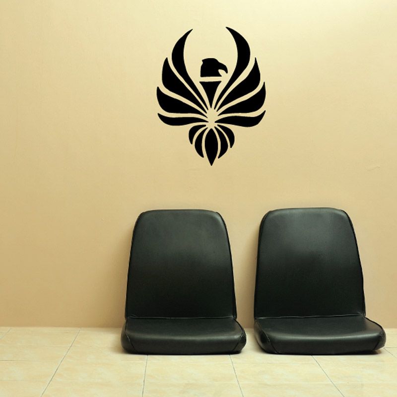 Black bird wall decal with stylized wings and tail