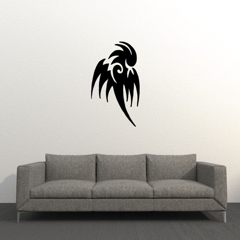 Black bird vinyl wall decal with stylized profile
