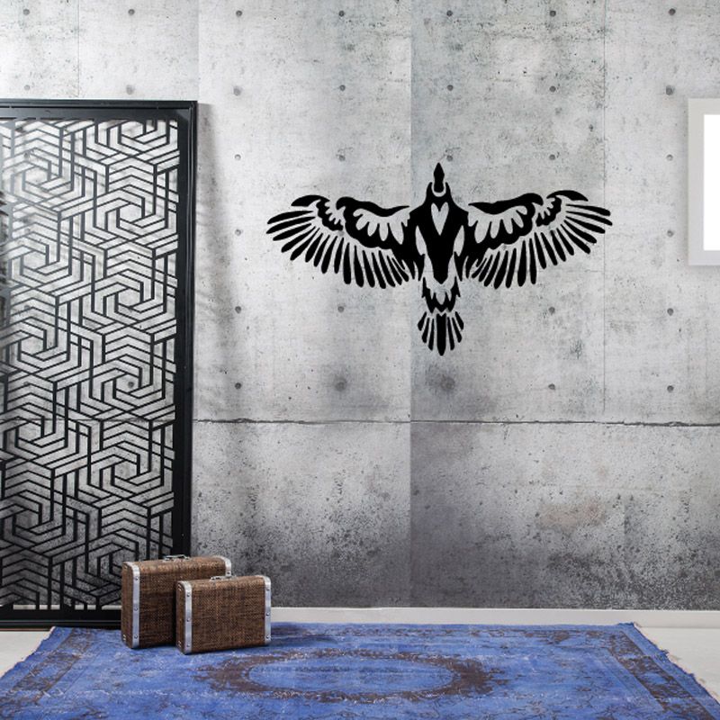 Bird wall decal vinyl featuring a black eagle with outstretched wings