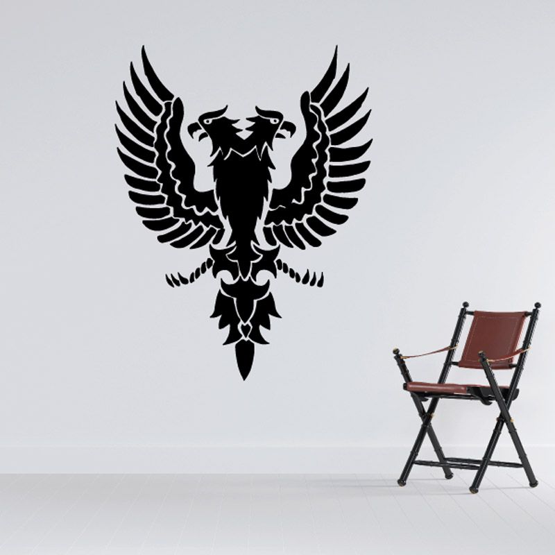 Black eagle bird wall decal with wings spread, vinyl sticker