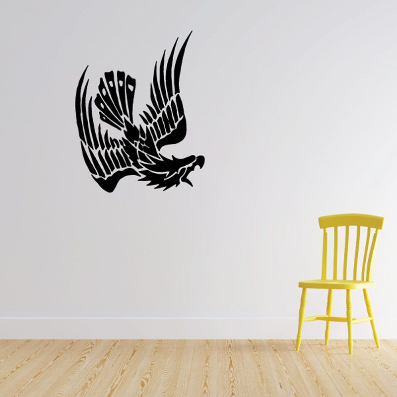 Bird wall decal vinyl featuring a black flying bird silhouette