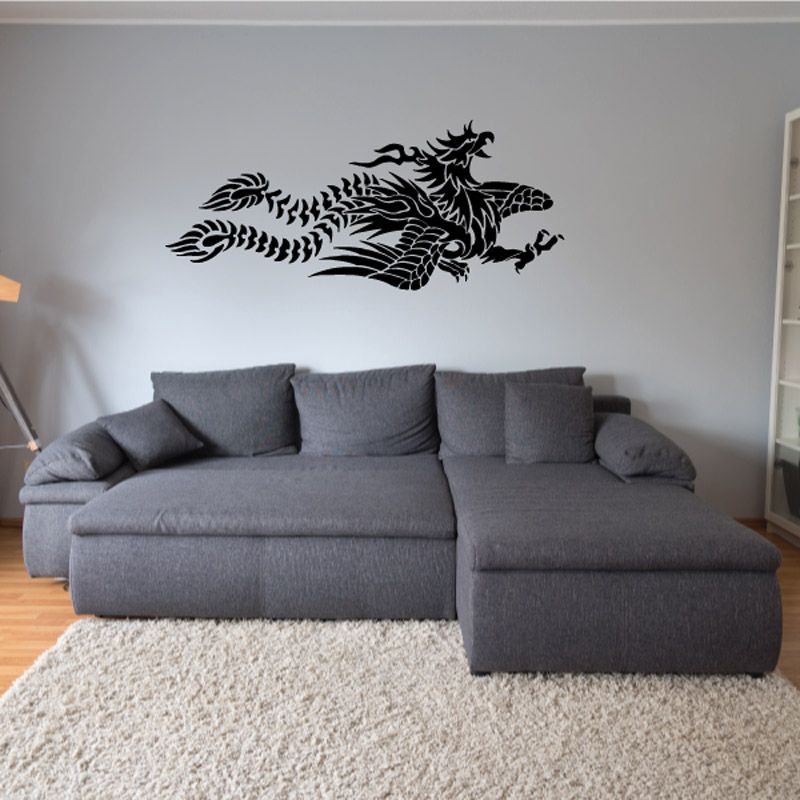 Bird wall decal, black ornate feathered creature silhouette