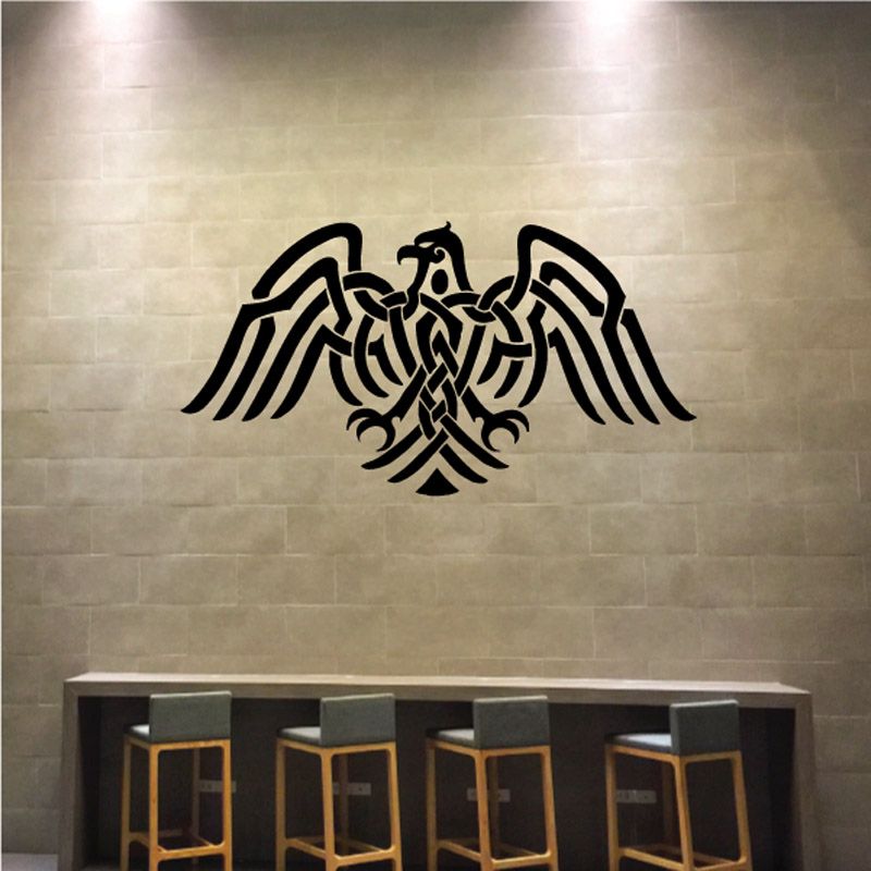 Bird wall decal with spread wings in black vinyl design