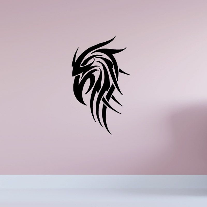 Black bird vinyl wall decal with detailed feathered head