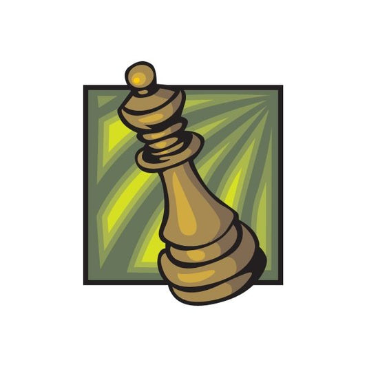 Chess bishop piece sticker with dark and gold design