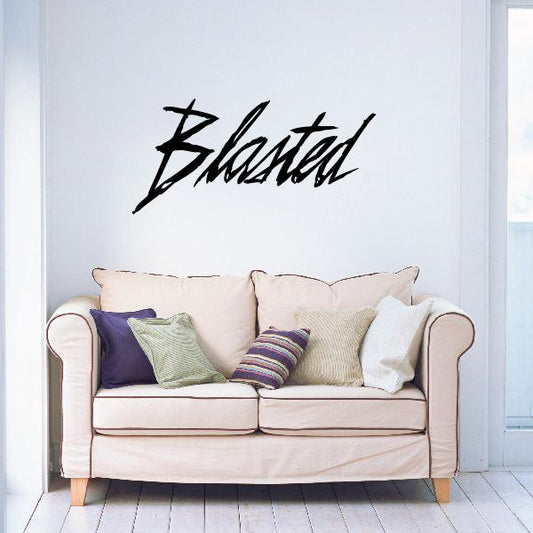 Black 'Blasted' script vinyl wall decal