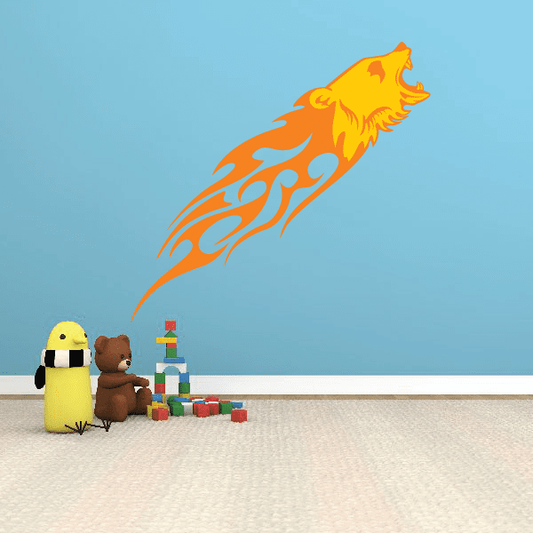 Blazing Bear fiery orange bear sticker with flame-like outline