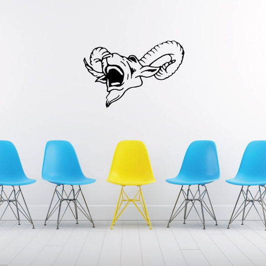 Goat head decal with stylized outline, black