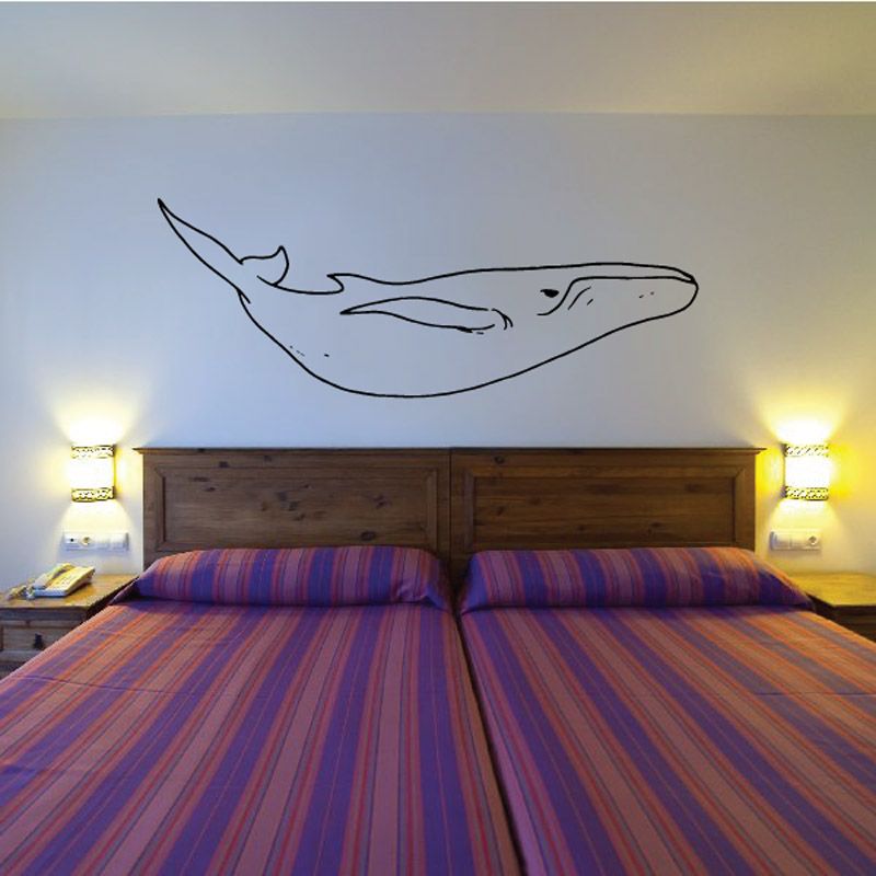 Whale wall decal with simple line-art side profile
