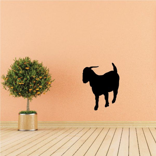 Boer goat silhouette looking down vinyl decal, black
