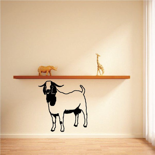 Black standing goat wall decal silhouette with long ears