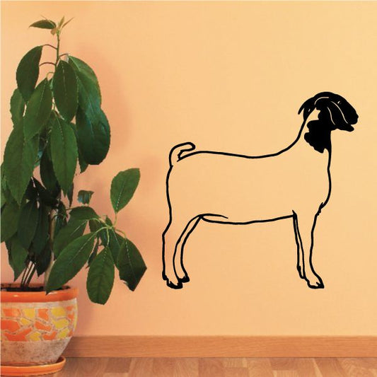 Goat standing profile decal with black outline, facing right