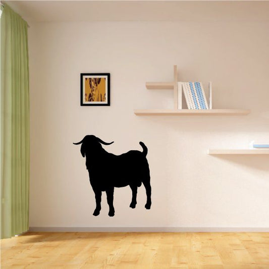 Goat standing silhouette wall decal, black
