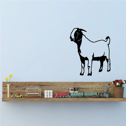 Staring goat wall decal showing black silhouettes of an adult goat and kid