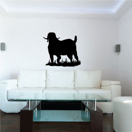 Goat watching silhouette wall decal with dark black goat and kid figures