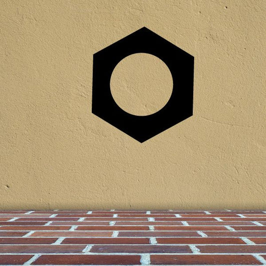 Bolt decal, black octagon with circular hole