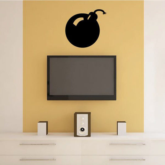 Black bomb decal silhouette with lit fuse