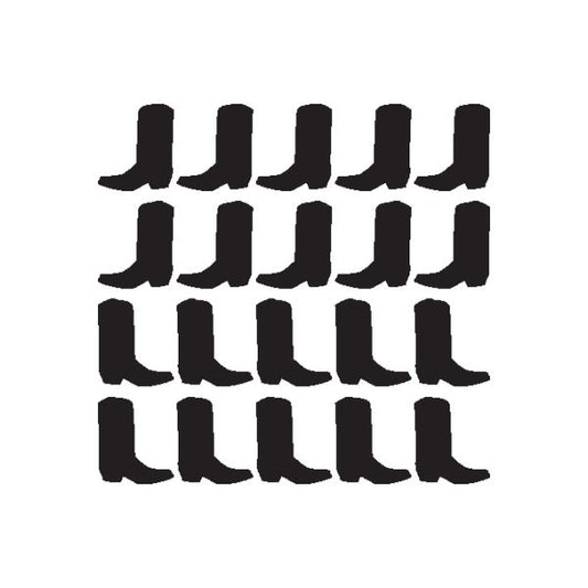 Vinyl fingernail decals with black boot shapes, set of nail stickers