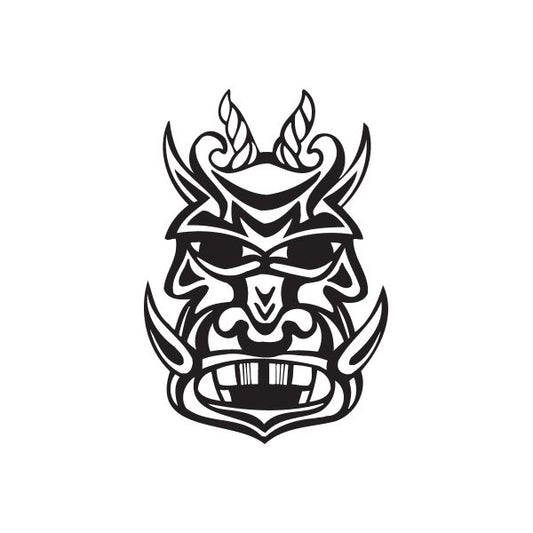 Bored tiki decal sticker with black tribal mask face
