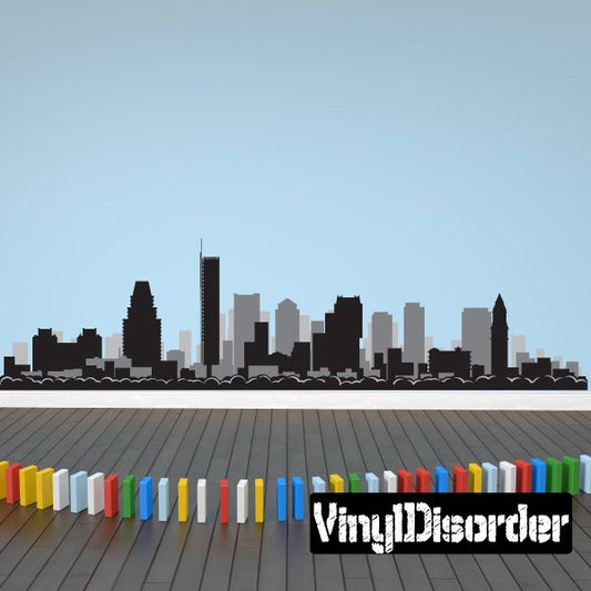 Boston skyline vinyl decal with city silhouette and small cloud-like base