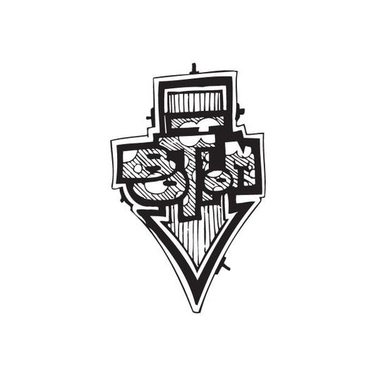 Graffiti-style bottom decal sticker, black and white