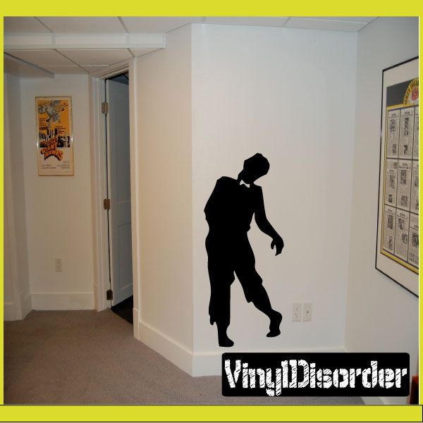 Black zombie figure wall decal silhouette