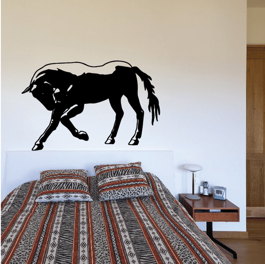Black bowing horse wall decal silhouette