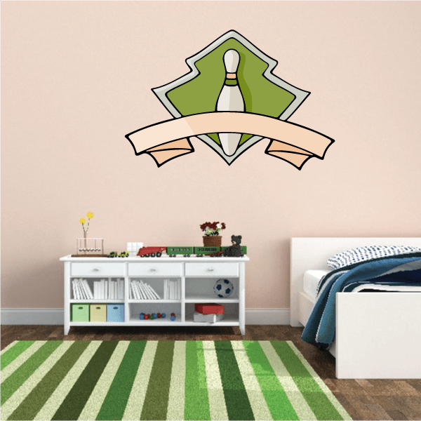 Image of Symmetrical Bowling Pin Crest Color Sticker