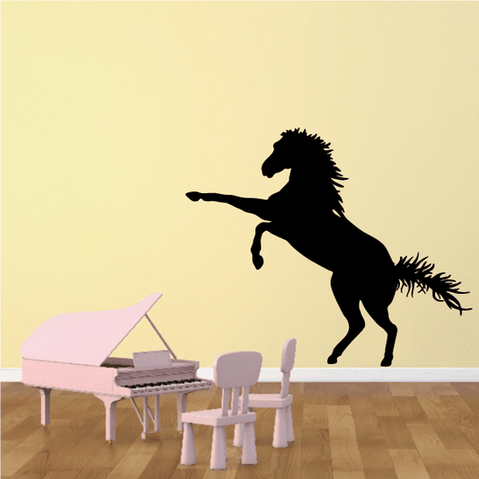 Black standing horse decal with boxing pose silhouette
