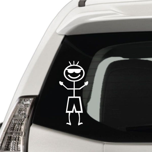 Boy wearing sunglasses graphic decal for car window