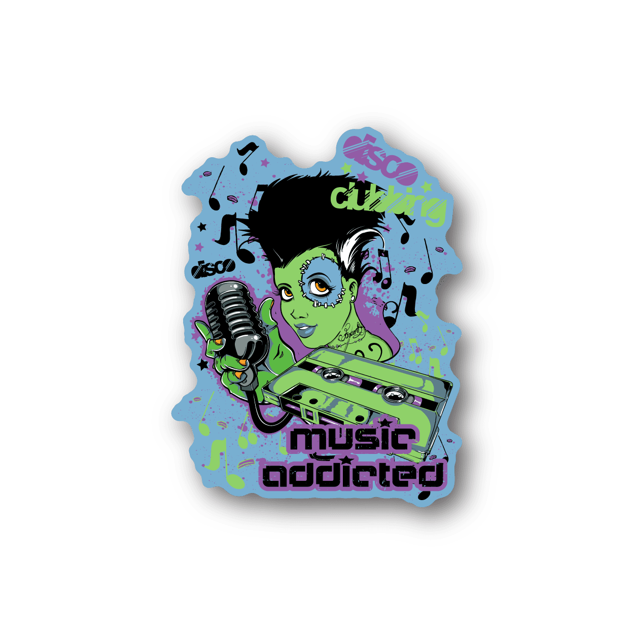 Image of Bride of Frankenstein Addicted to Music Sticker