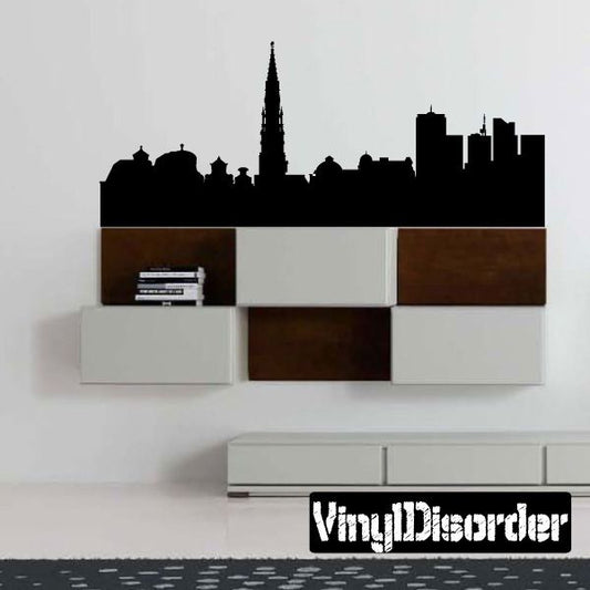 Black Brussels skyline wall decal silhouette with tall central tower