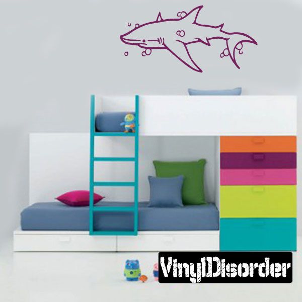 Purple bubbly shark vinyl decal