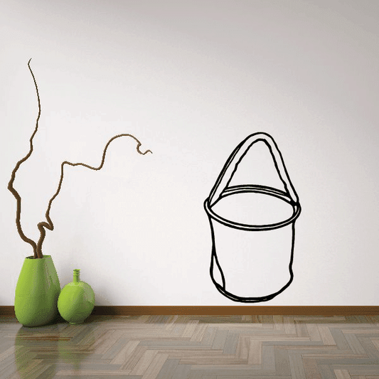 Bucket decal in black outline with white fill