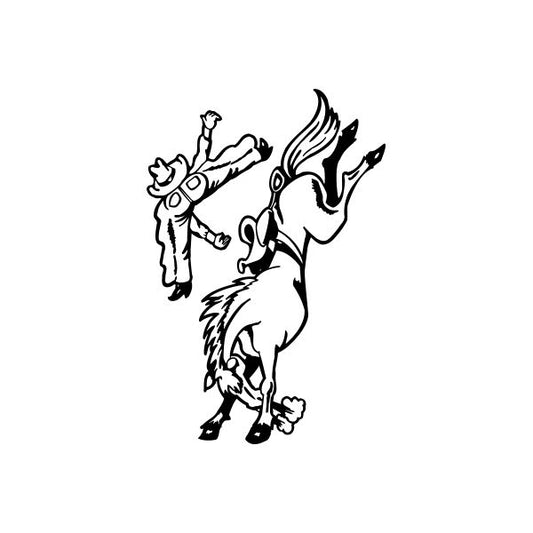 Bucking horse wall decal, black outline of rearing horse with flame-like mane