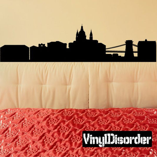 Black Budapest skyline vinyl decal with bridge silhouette