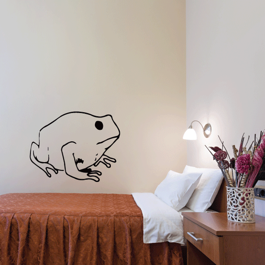 Bull frog wall decal, black outline on light background