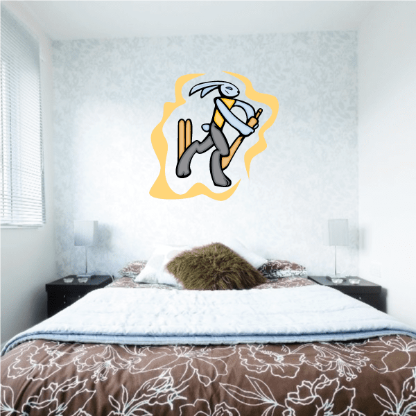Image of Bunny Cricket Player Printed Die Cut Decal