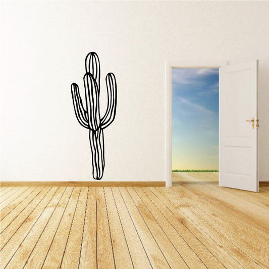 Cactus tree wall decal with black cactus outline and arms, vinyl sticker