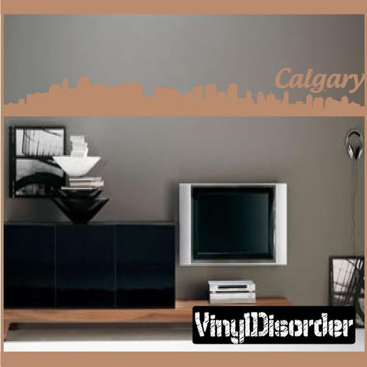 Calgary skyline wall decal with cursive Calgary text