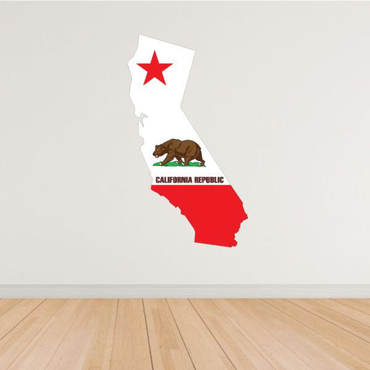 California state flag sticker showing red star, bear, and California Republic text