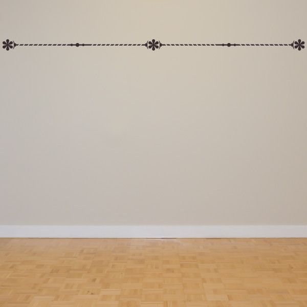 Beaded floral vinyl decal border with dashed line and small flower/star accents