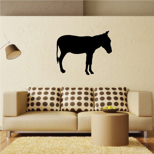 Calm donkey wall decal with black standing donkey silhouette